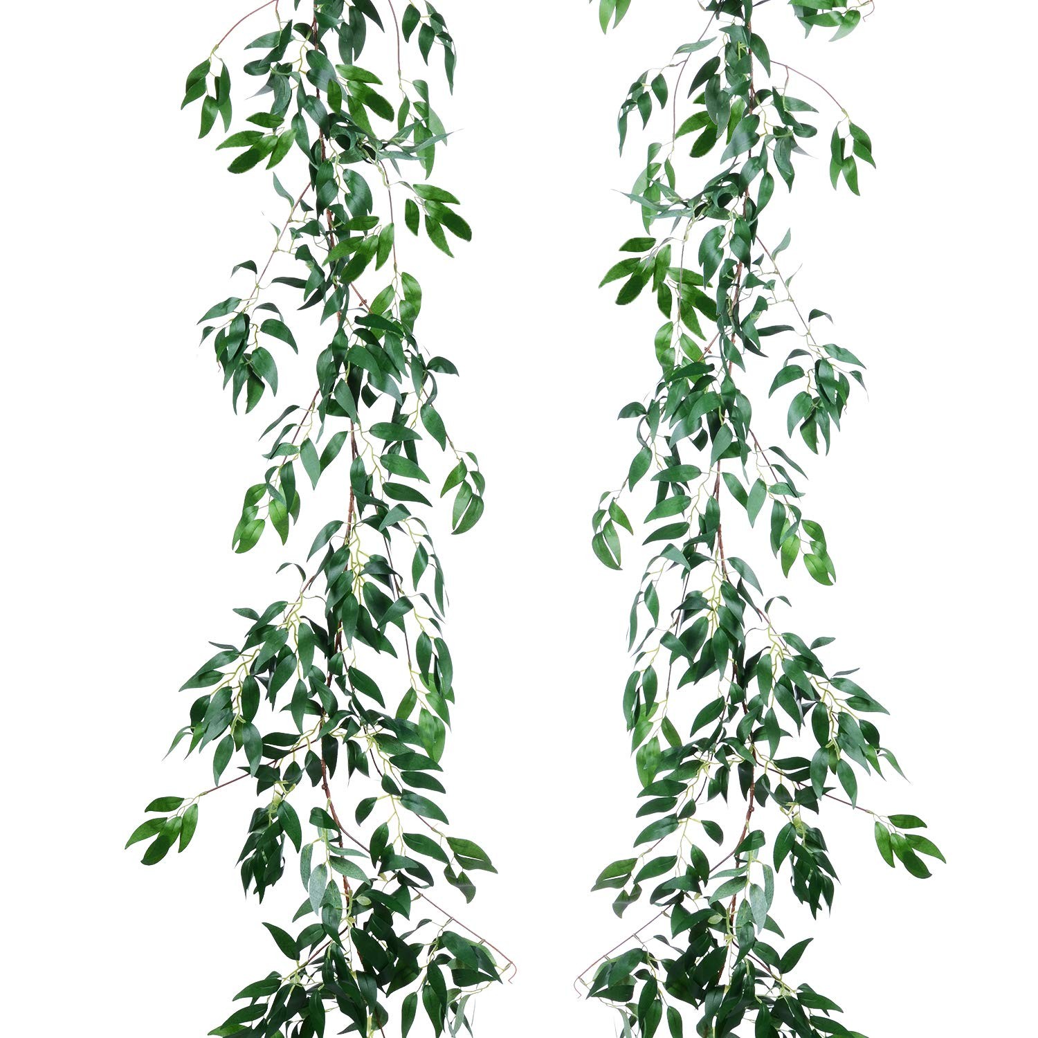 2 Pack Artificial Hanging Leaves Vines, 5.7 Ft Fake Willow Leaves Twigs Silk …