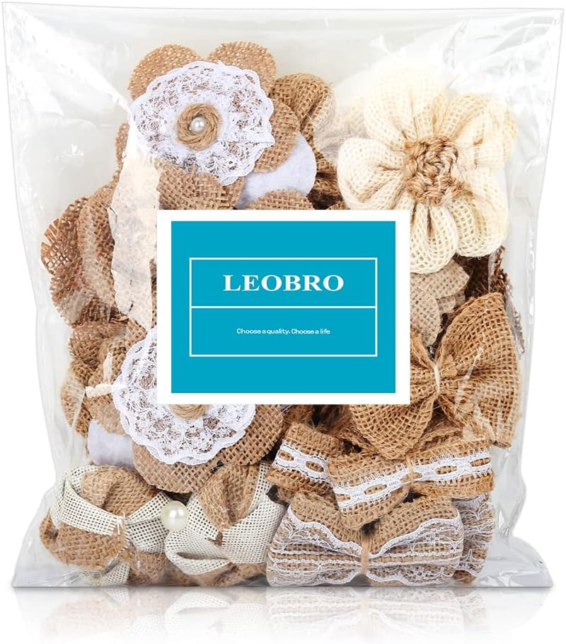 33PCS Handmade Burlap Flowers Set, 8 Styles Rustic Artificial Flowers & 3 Styles