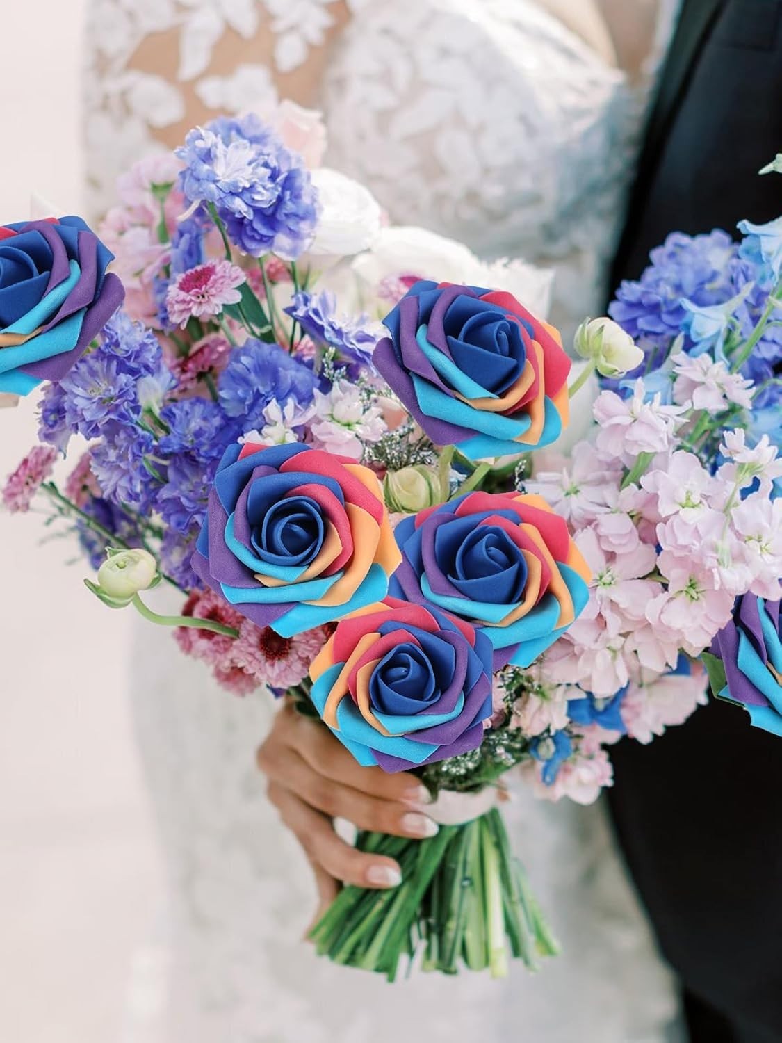 Rainbow Foam Roses – 30PCS Bridal Bouquet Flowers