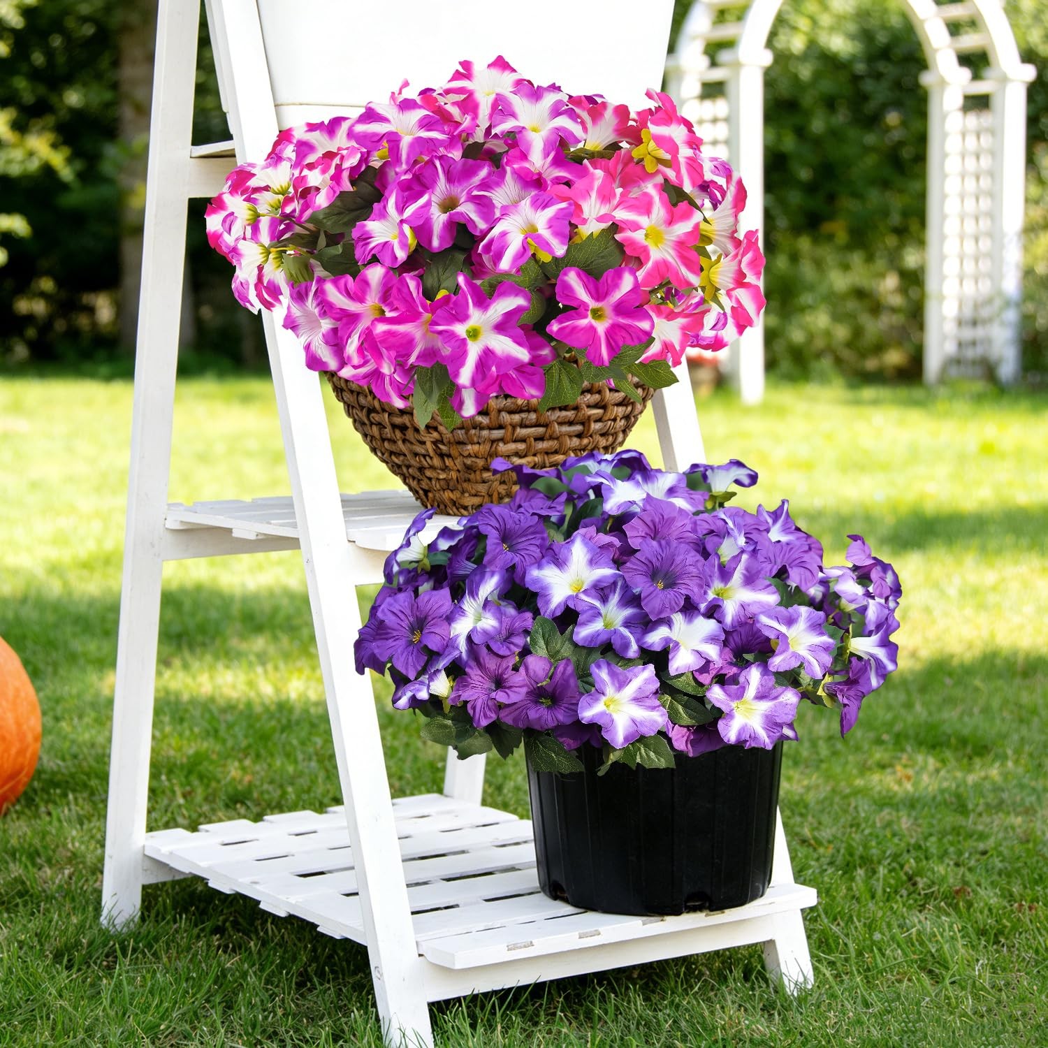 Autumn Artificial Flowers for Outdoors, UV Resistant Fake Morning Glory, Look…