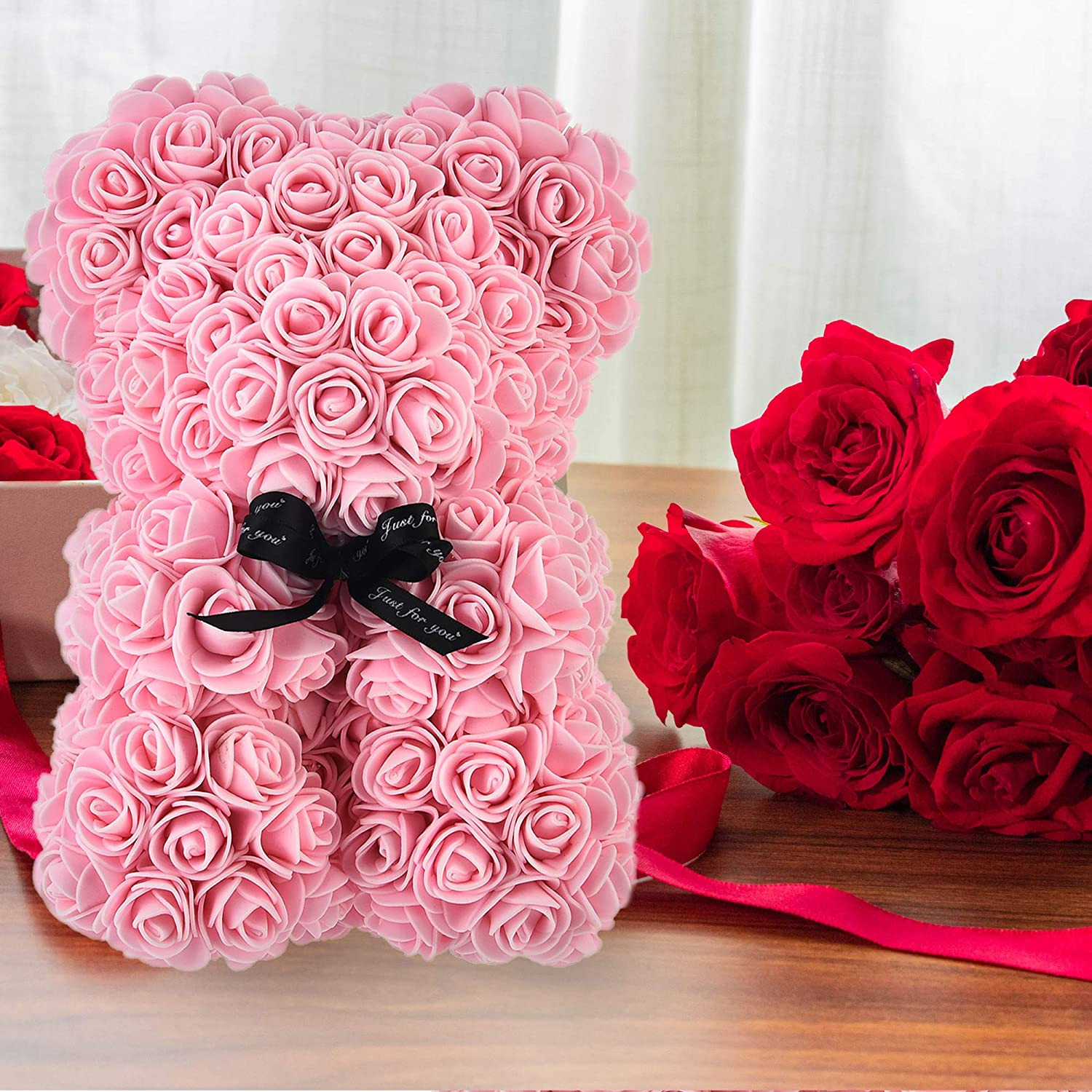 Rose Bear ,Rose Teddy Bear, Flower Bear Cub, Forever Rose Everlasting Flower for
