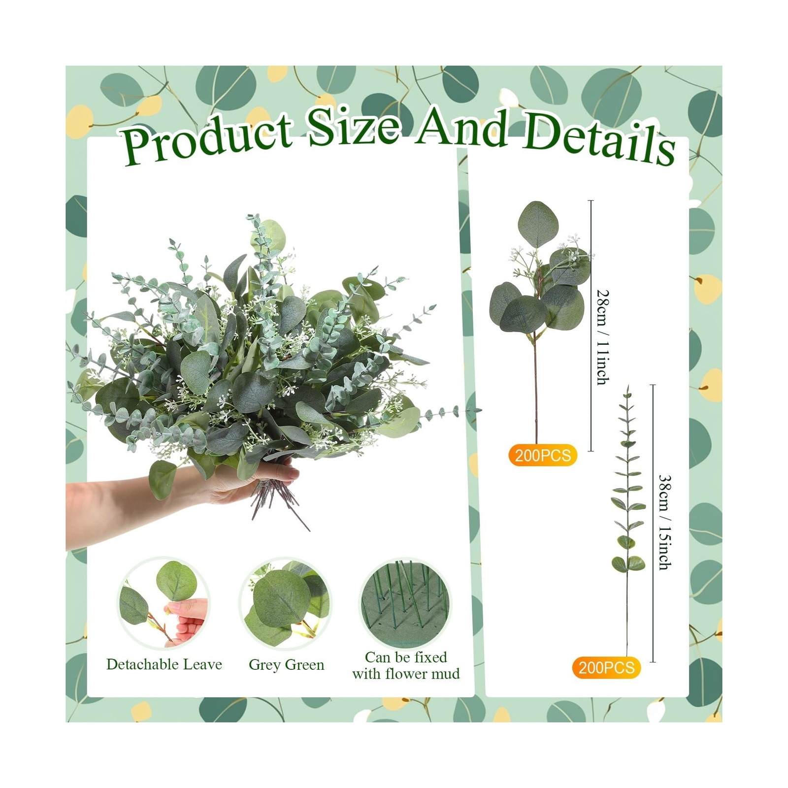 Tigeen Mixed Eucalyptus Leaves Stems Bulk Silver Dollar Artificial Greenery L…