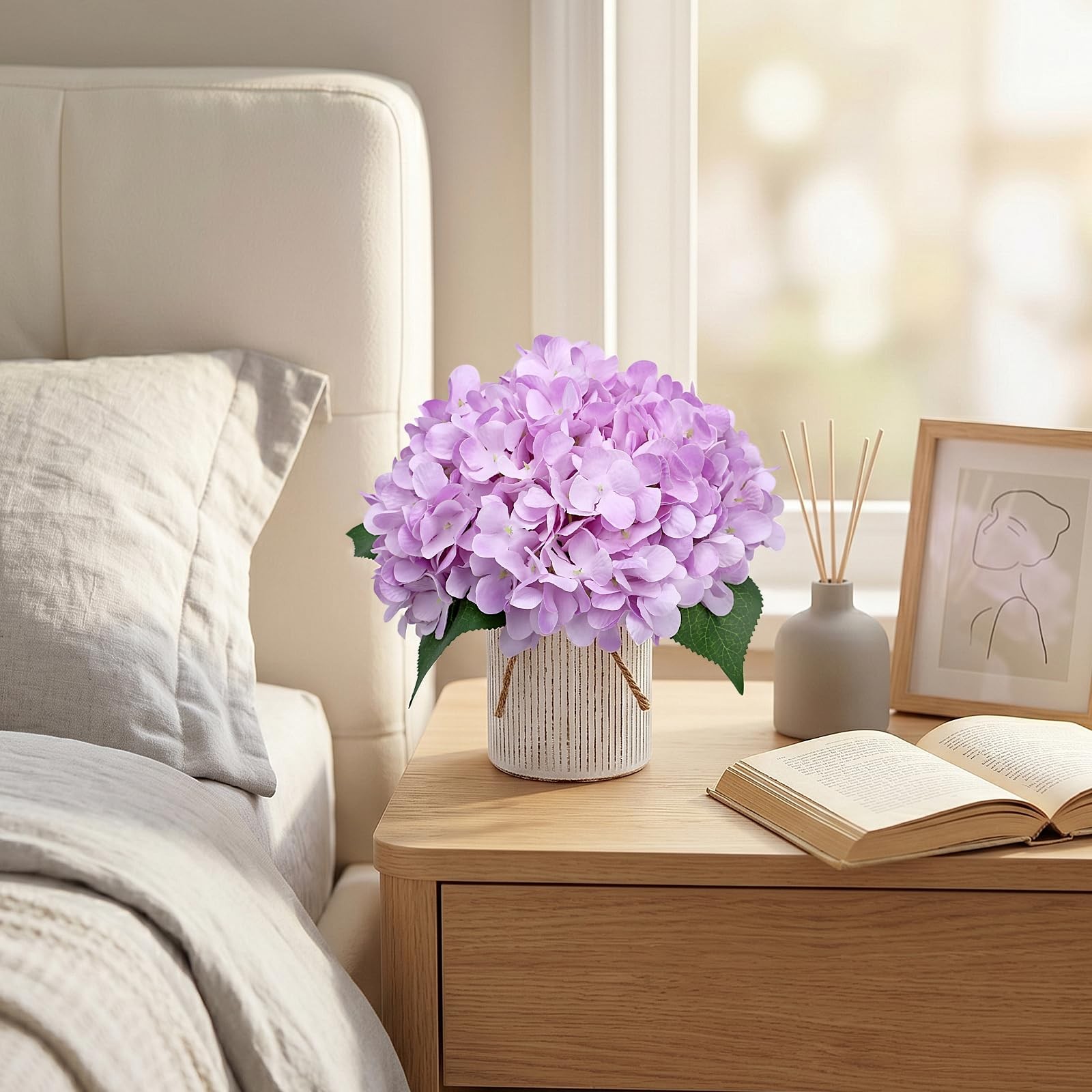 Set of 6 Flower Table Centerpieces – Lilac Fake Hydrangeas Floral Arrangement…