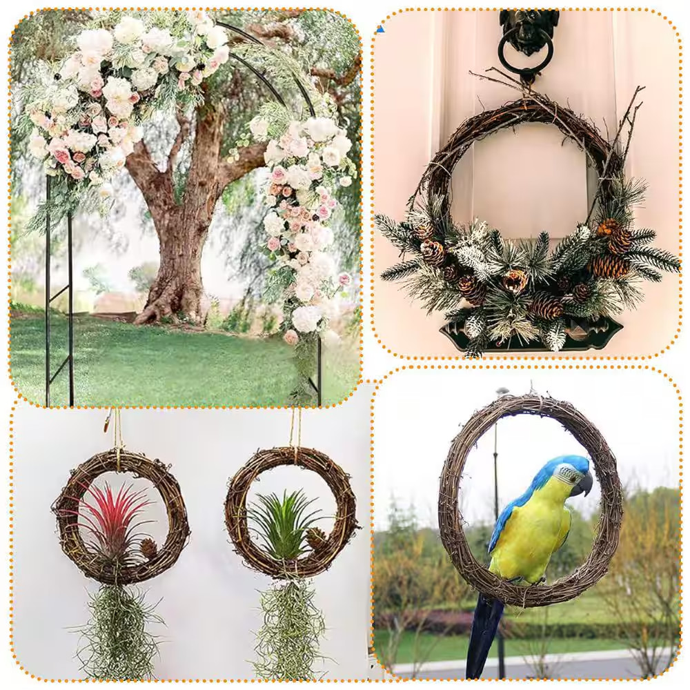 0.39 In. 4 Piece Artificial Brown Vine Garland Natural Grapevine Wreath Rustic P