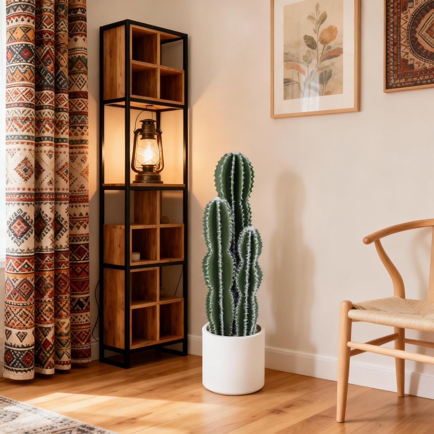 Realistic Artificial Cactus Plant in Pot – Lifelike Faux Saguaro Fleshy Plant