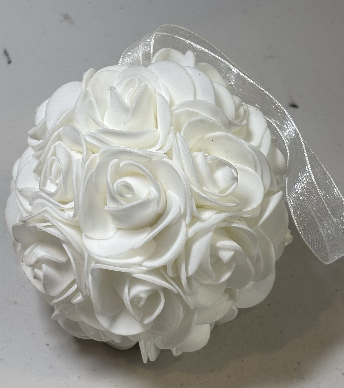 Artificial White Foam Rose Kissing Ball / Wedding Hanging Decoration