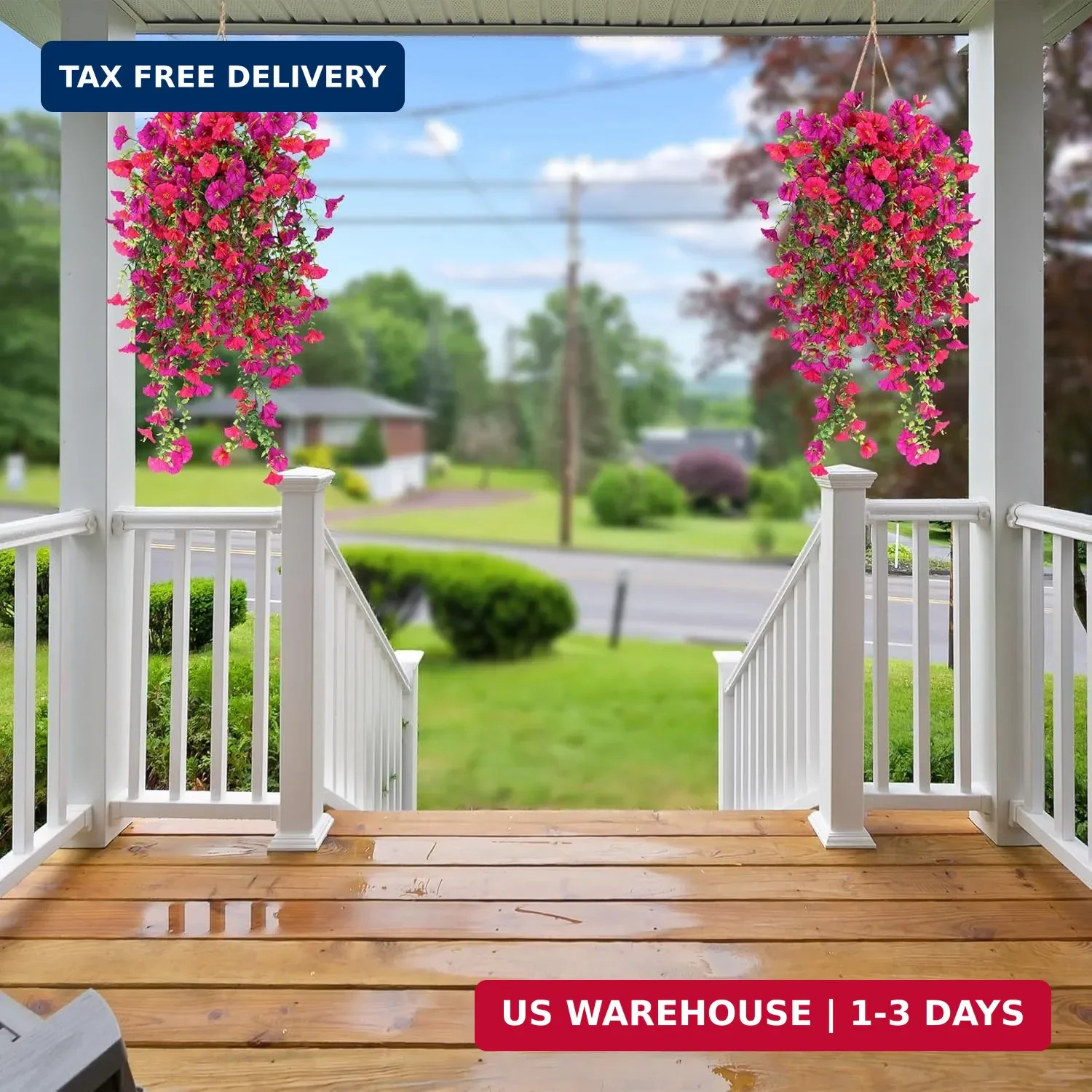 Artificial Fake Hanging Flowers Plants for Outdoor Outside Spring Summer Decorat