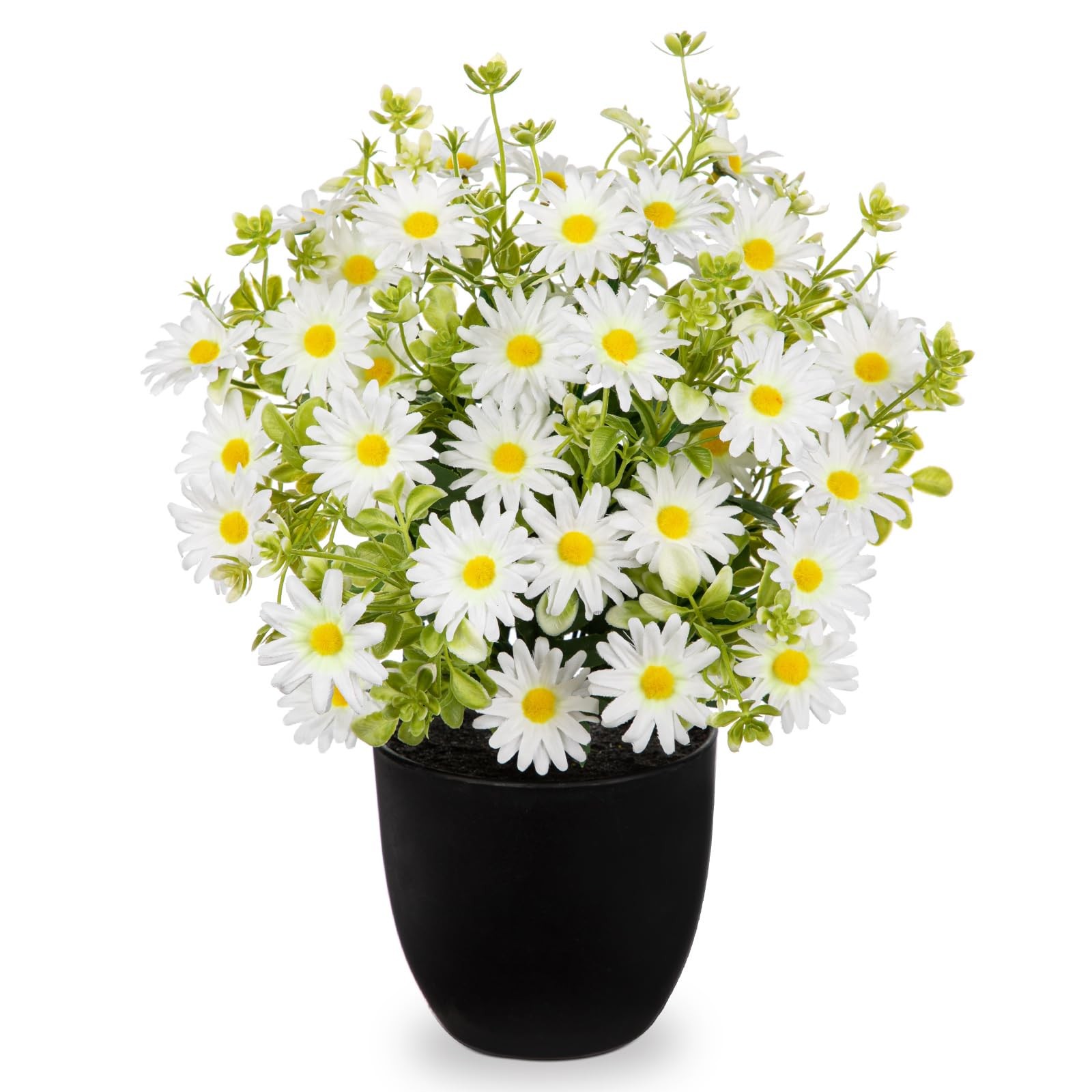 12 Inch Artificial Daisy Flowers in Pot Silk Arrangement Table Decor White