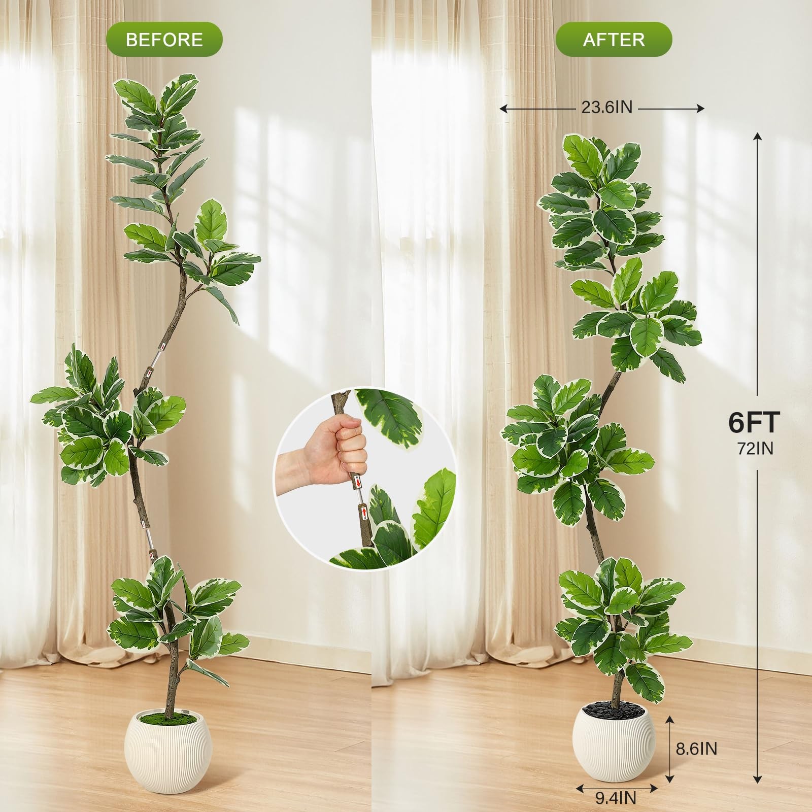GarveeHome Fiddle Leaf Fig Tree Artificial Indoor Sphere Planter