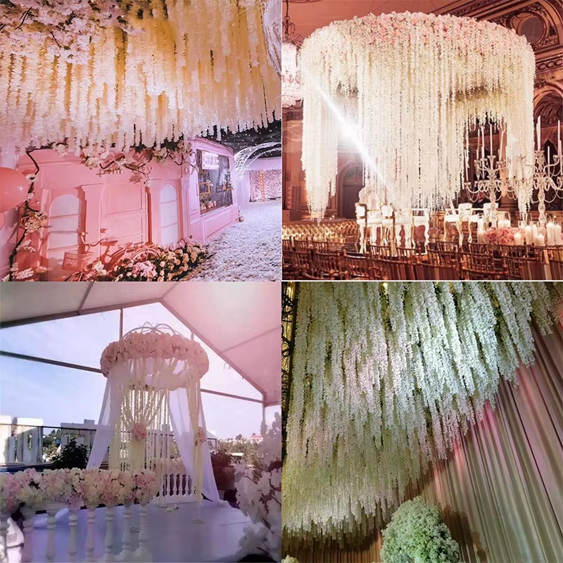 10pcs Artificial Wisteria Flowers Vine 29 Inches Long Tailing Flower Strings NEW