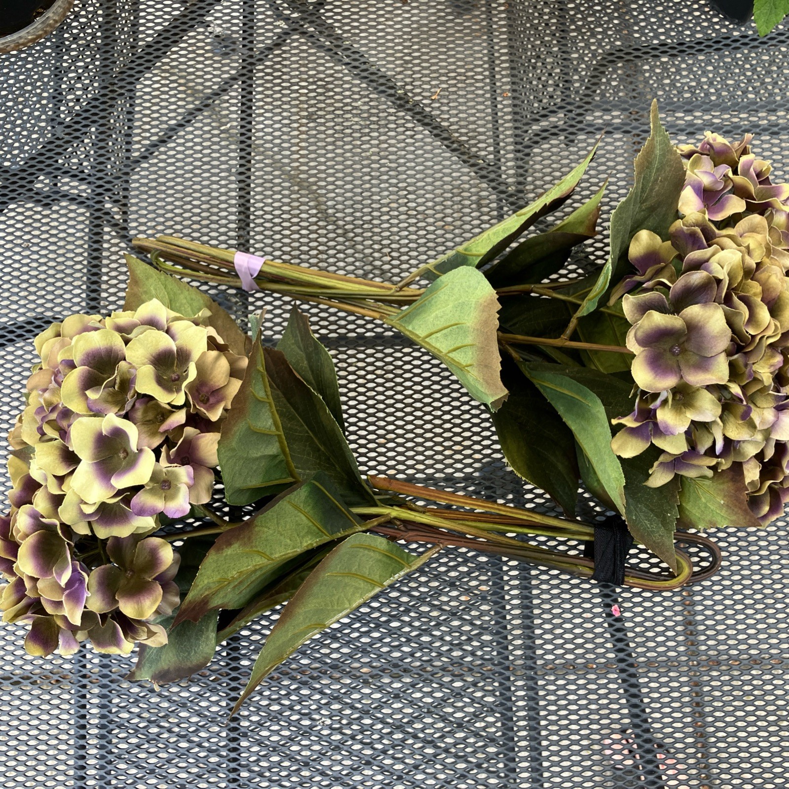 Faux Purple/Green Hydrangea Flowers Silk Bouquets Party Home Decor Total 6 Stems
