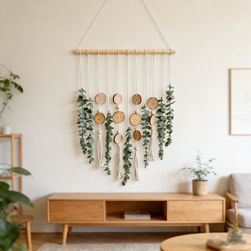 Artificial Eucalyptus Wall Hanging Fake Boho Wall Art Bedroom Kitchen Home Decor