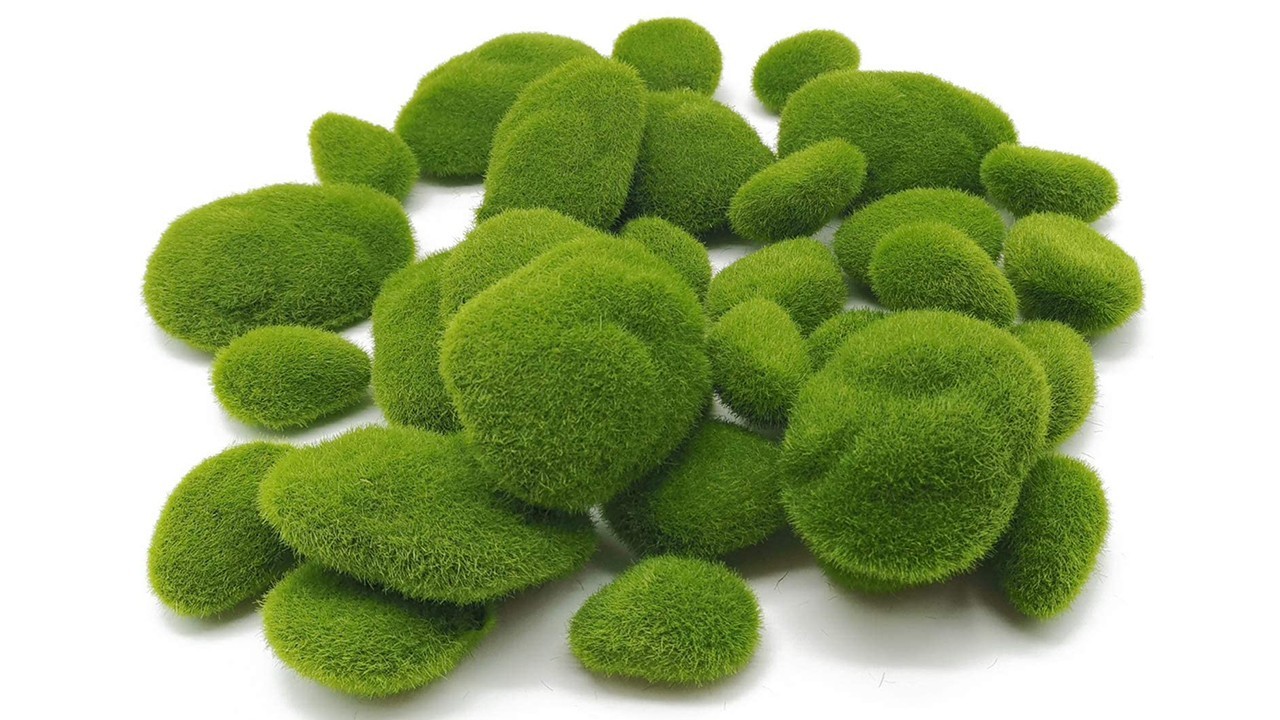 30 PCS 3 Size Artificial Moss Rocks Decorative, Green Moss Balls,Moss Stones,