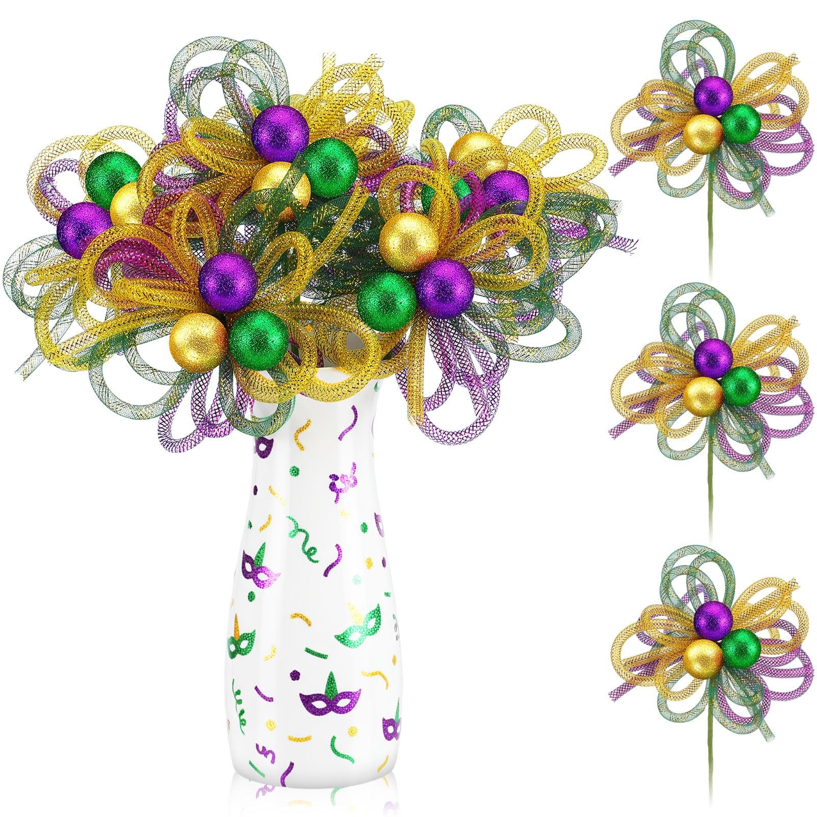 6 Pcs Mardi Gras Picks Decoration 13 Inch Mardi Gras Ornaments Purple Green Gold