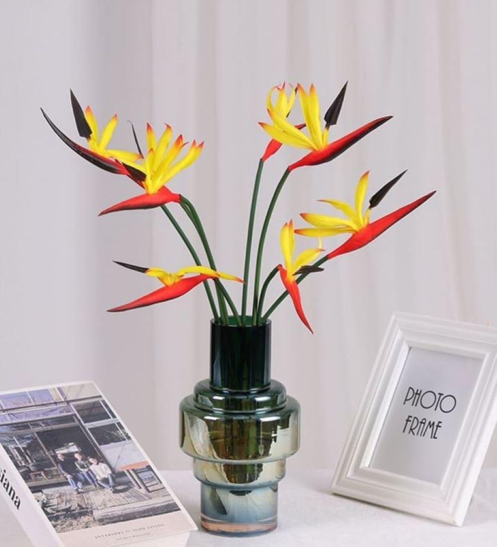 8 Pack 21-1/2 Inch Artificial Flowers Bird of Paradise,Green Plant for Home G…