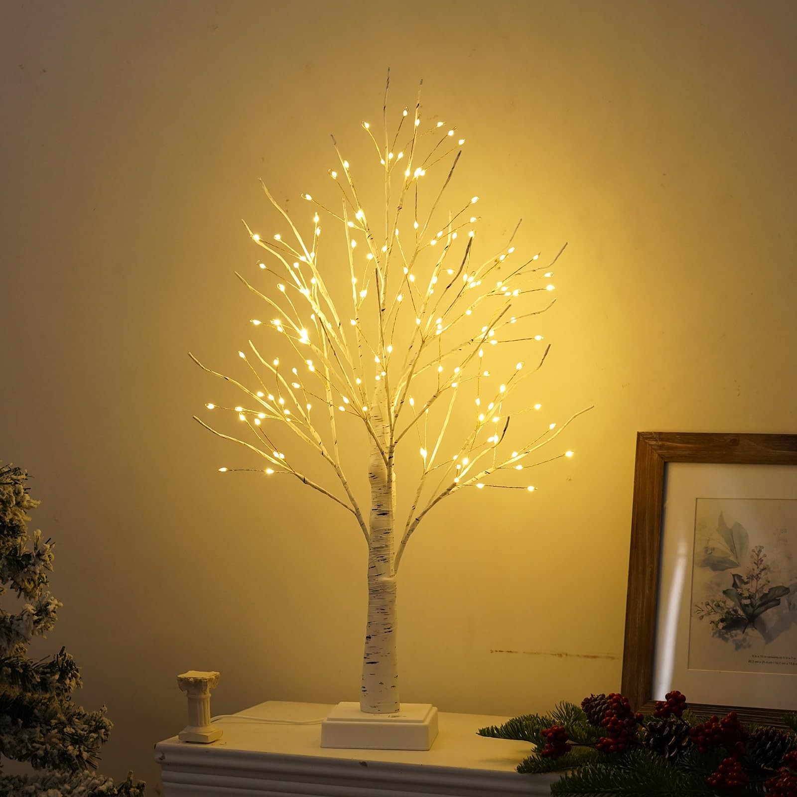 2 Pack 144 LED Artificial Tree Lamp with Timer, DIY Birch Tree with LED Light…
