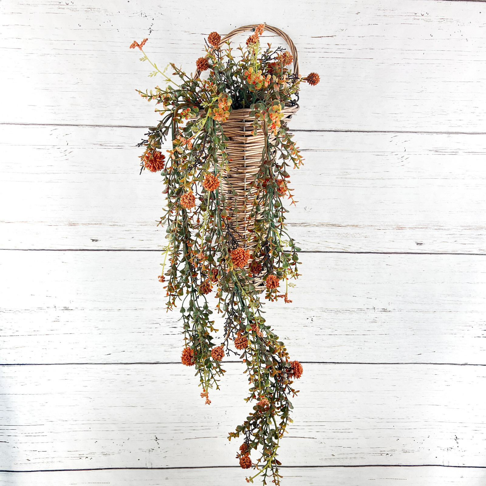 Fall Pincushion Drip Garland 32″ Long Autumn Fall Floral Natural Tan Minimalist