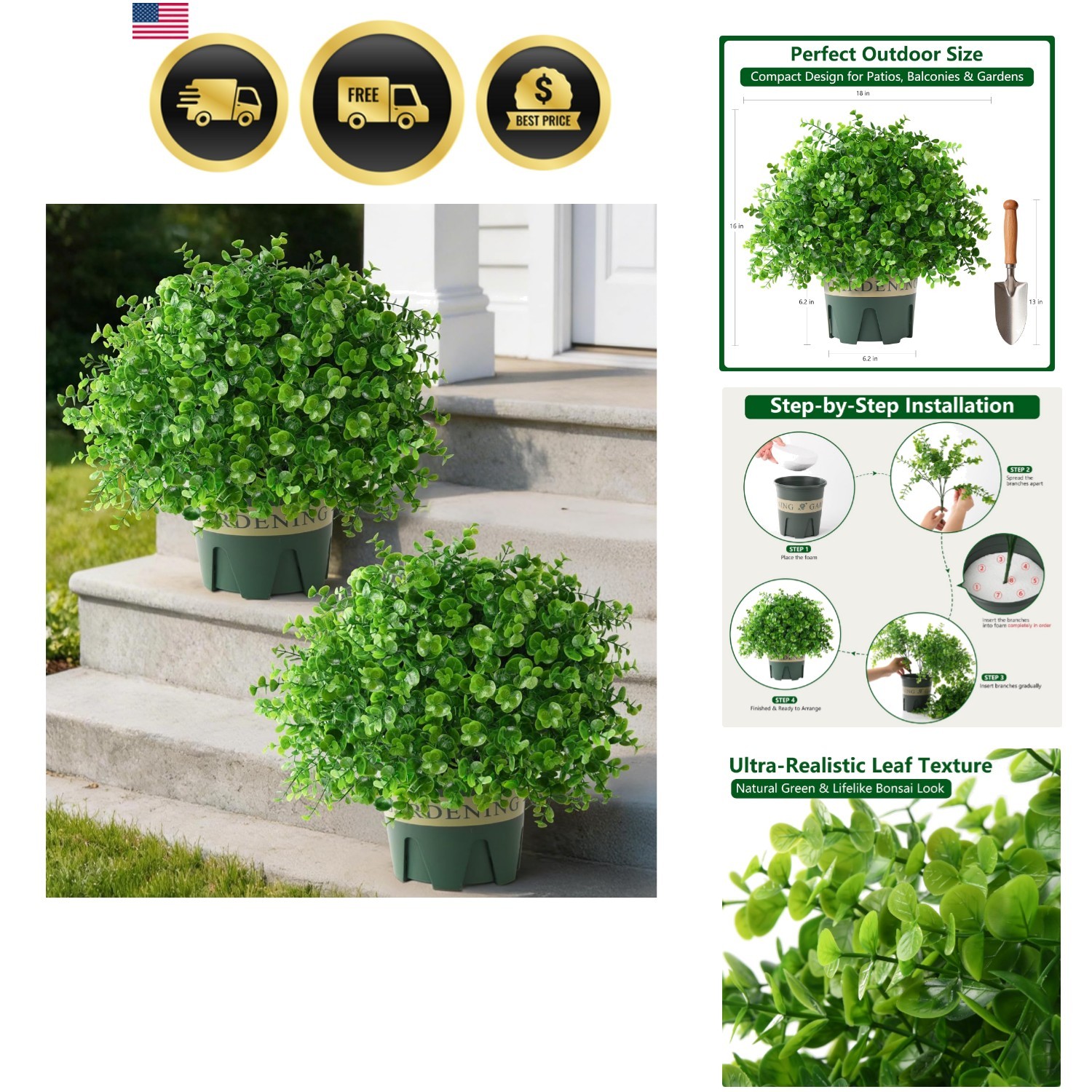 Elegant 14-Inch Potted Boxwood Topiaries – UV-Resistant Greenery for Any Space