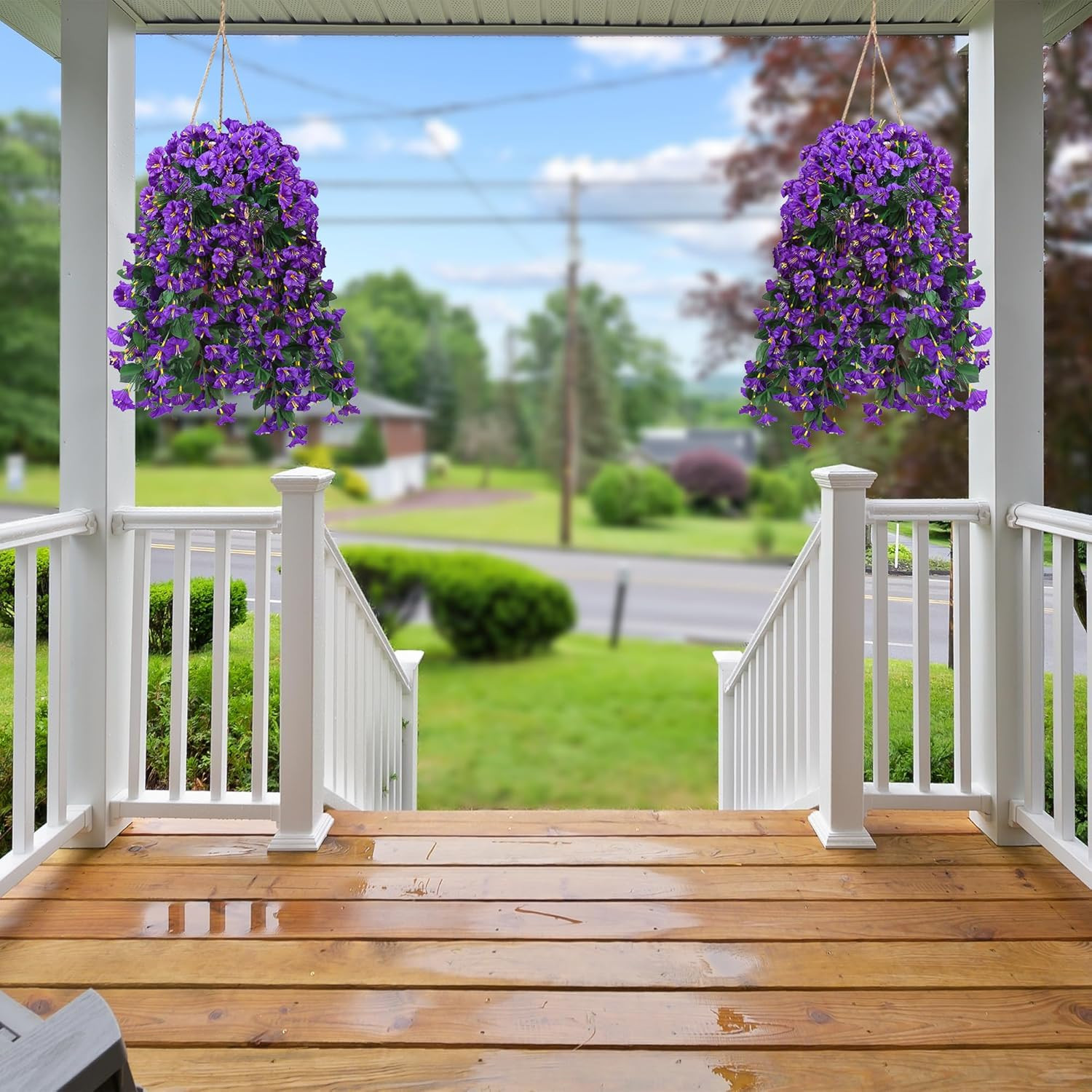 Artificial Fake Hanging Flowers Plants for Outdoor Outside Spring Summer Decorat