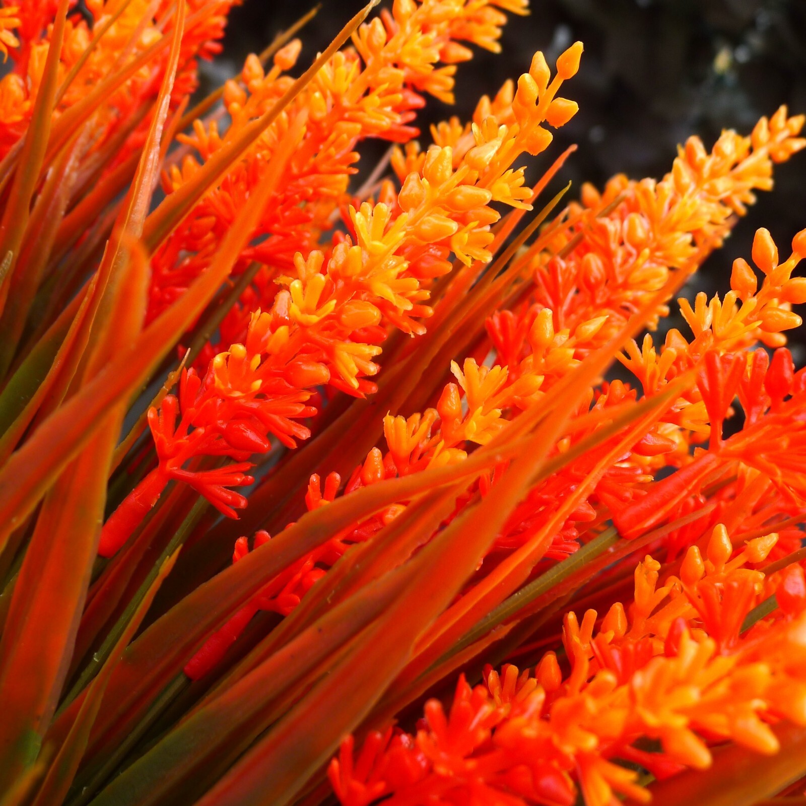 8 Faux Monkey Grass Bunches Bright Neon Orange Outdoor UV Resistant Fall Decor