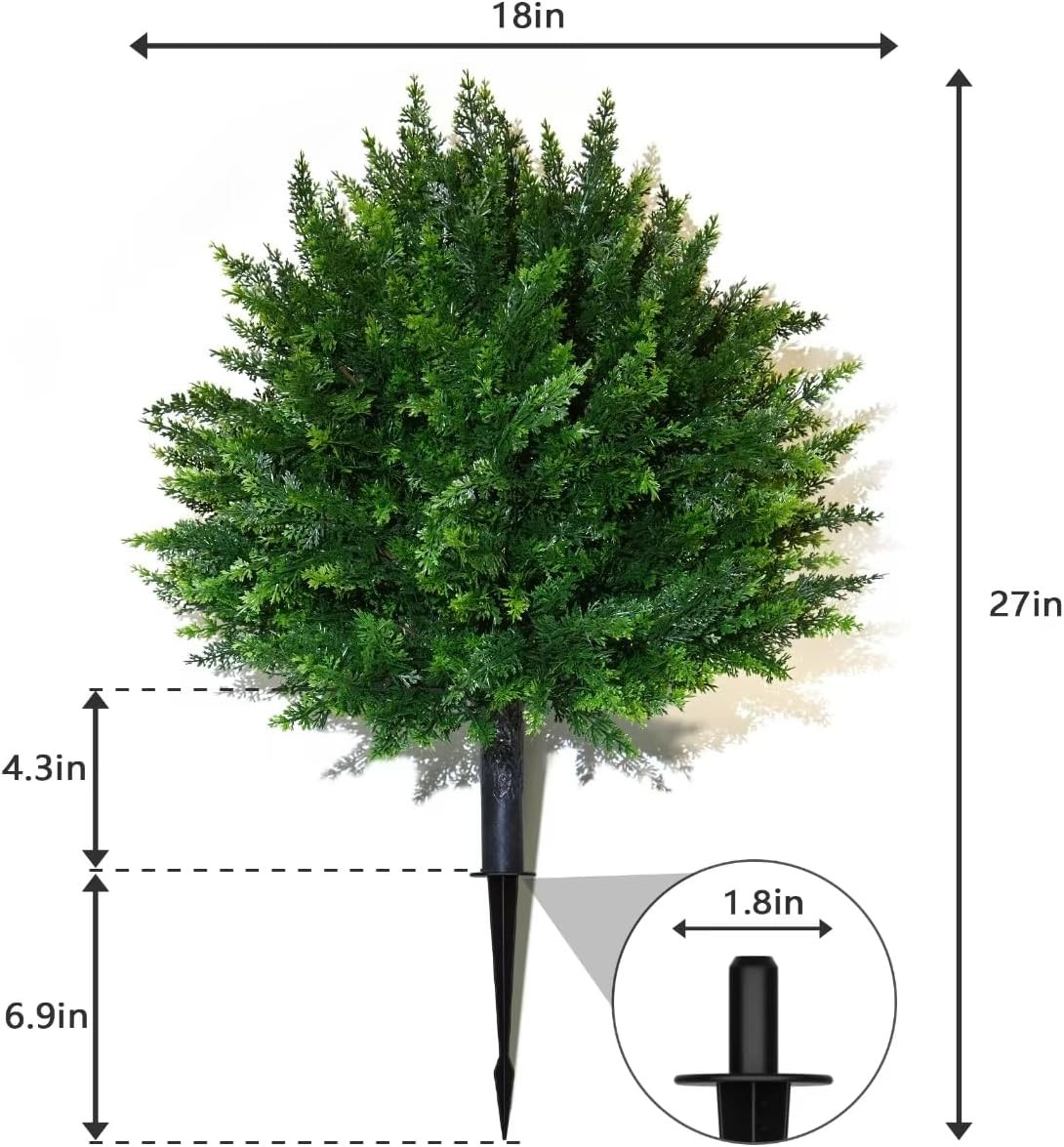 Set of 2 UV Resistant Cedar Topiary Balls for Outdoor Decor – 16.5