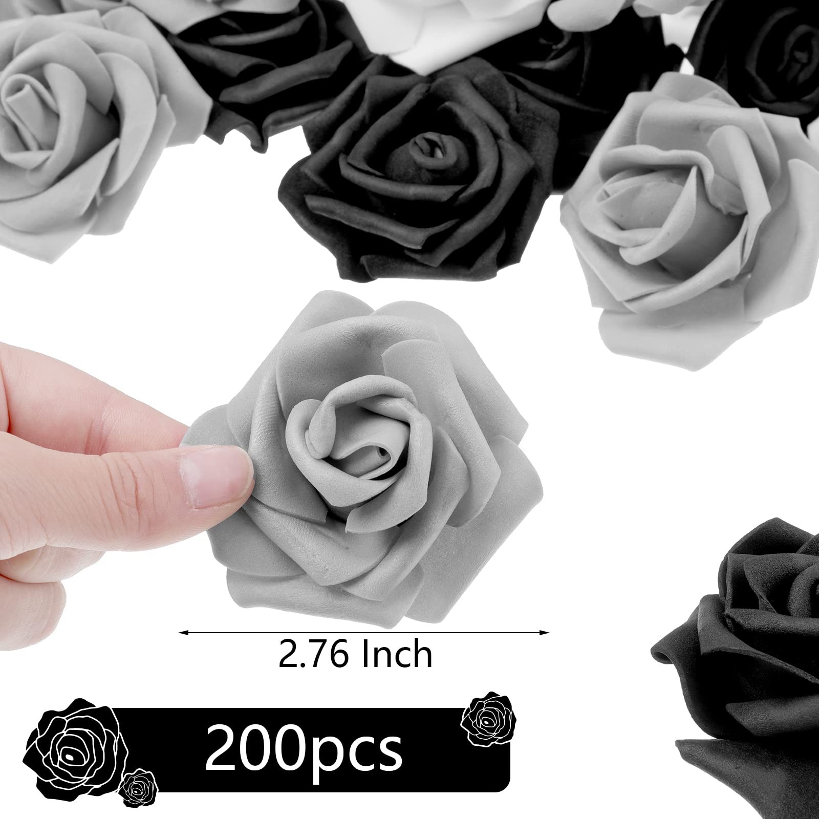 200 Pcs Artificial Rose Flower Heads Bulk Fake Foam Roses Mini Faux Flower fo…