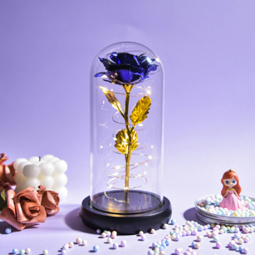 Galaxy glass rose flower with LED light, a gift for the most cherished person