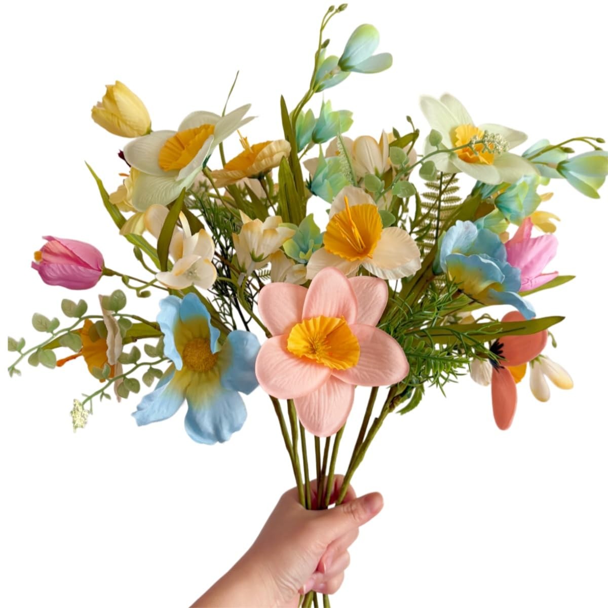 Artificial Wildflowers Bouquet, 8 Bundles Fake Silk Daffodil Flowers Arrageme…