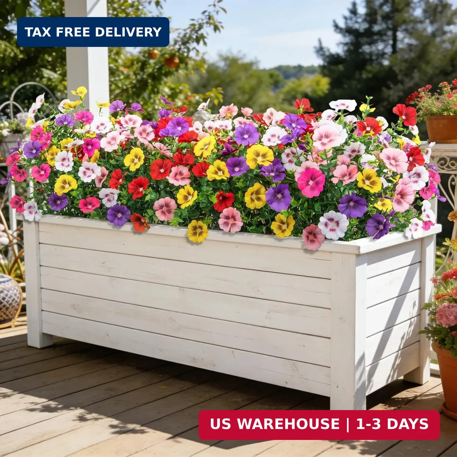 Ouddy Decor 24 Bundles Artificial Flowers for Outdoors, Fake Silk Flowers UV Res