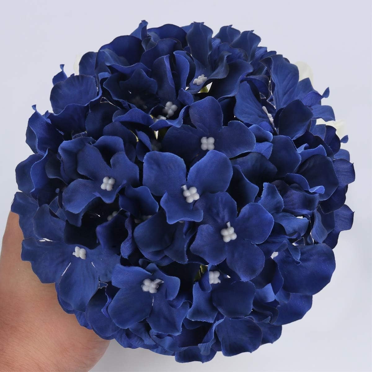 Artificial Silk Hydrangea Heads with Stems 10 Pack Royal Blue for Home Weddin…