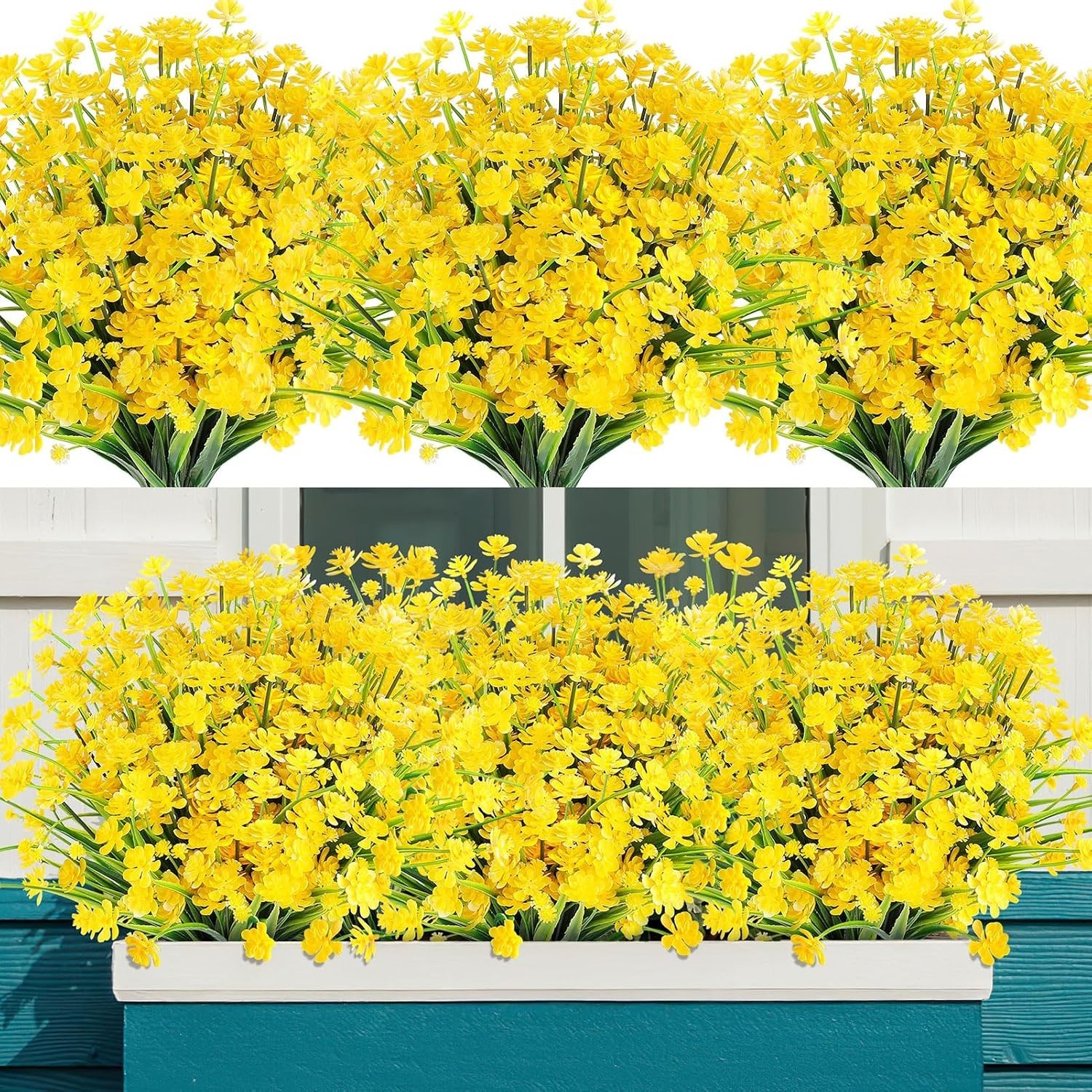 -Round Vibrant 24 Bundles of Faux Flowers – Waterproof for Indoor & Outdoor