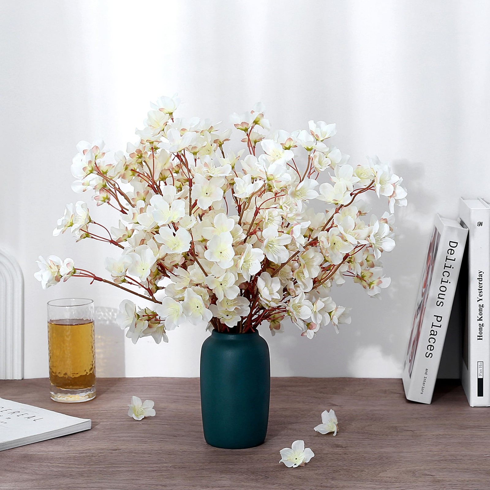 6 PCS Artificial Cherry Blossom Branches Decor Fake Silk Spring Faux 16 Inch