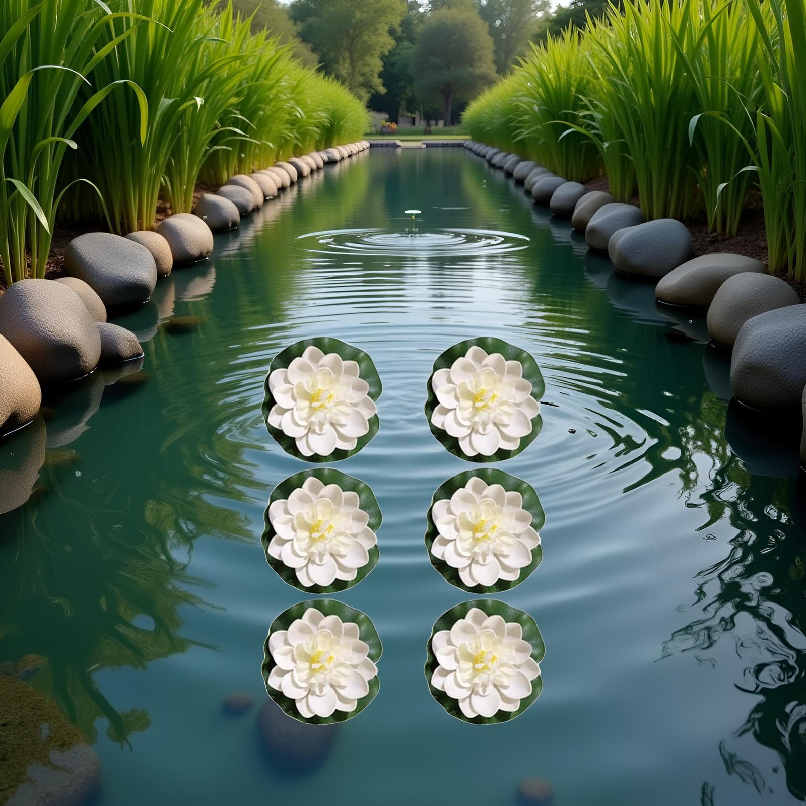 6 Pcs White Artificial Lotus Flowers Large Floating Lotus Flowers Faux Lotus …