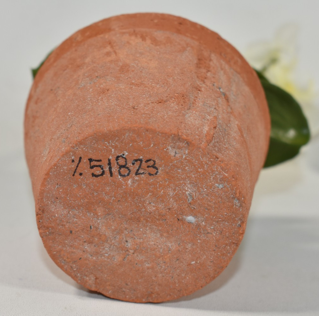 Pottery Barn Faux Flowers Potted Orchid Pot Small 9″ SAMPLE Marking on Bottom