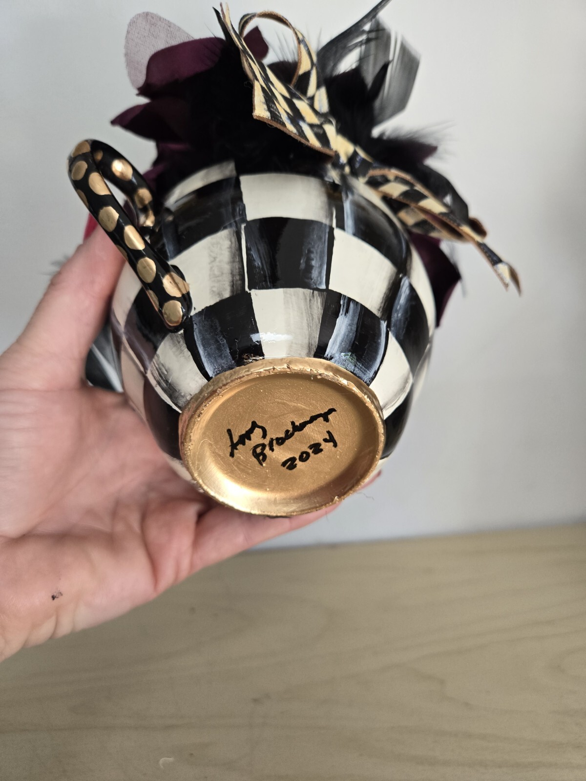 My Own Checkerboard Inspired Halloween Skull Bouquet Courtly Ribbon Bow
