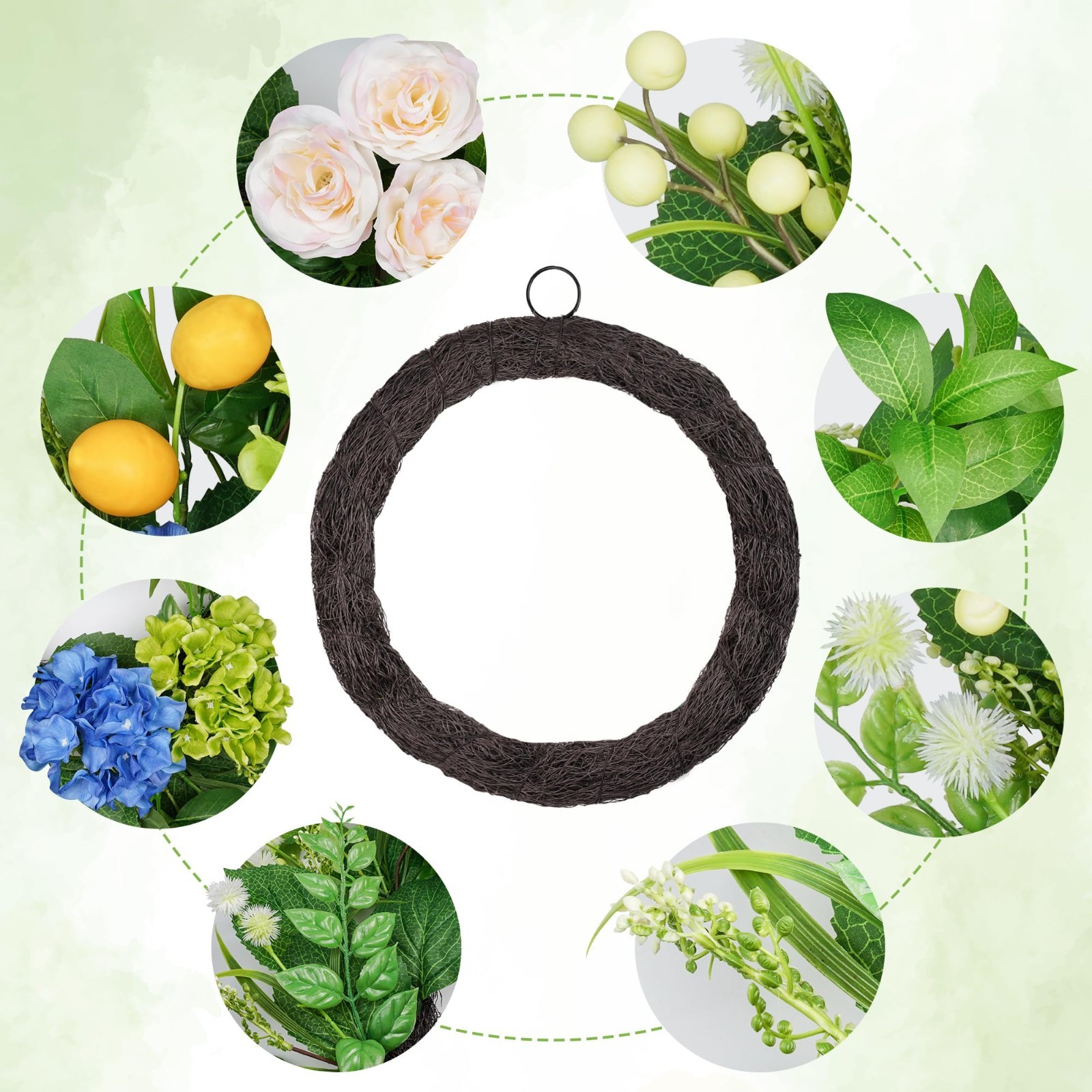 23″ Summer Floral Wreath with Hydrangea & Lemon, UV Resistant for Front Door Dec