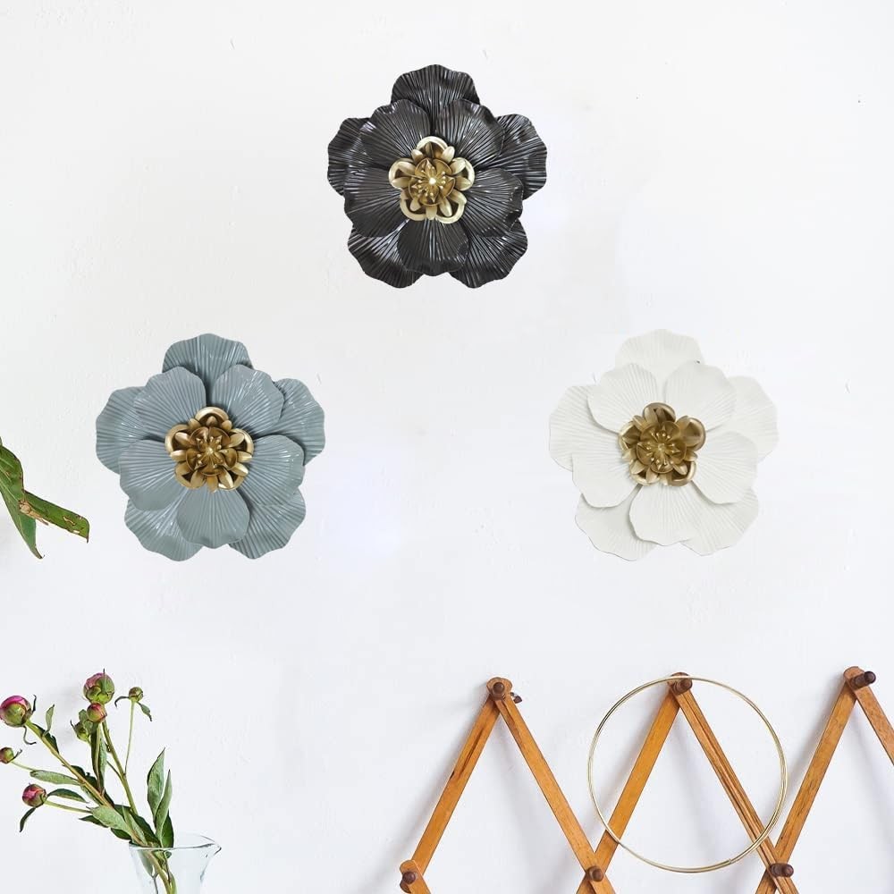 FTIJKLYE 10 Inch Metal Flower 6X6X1, 7.5X7.5X1, 9.5X9.5X1 Inches, colorful