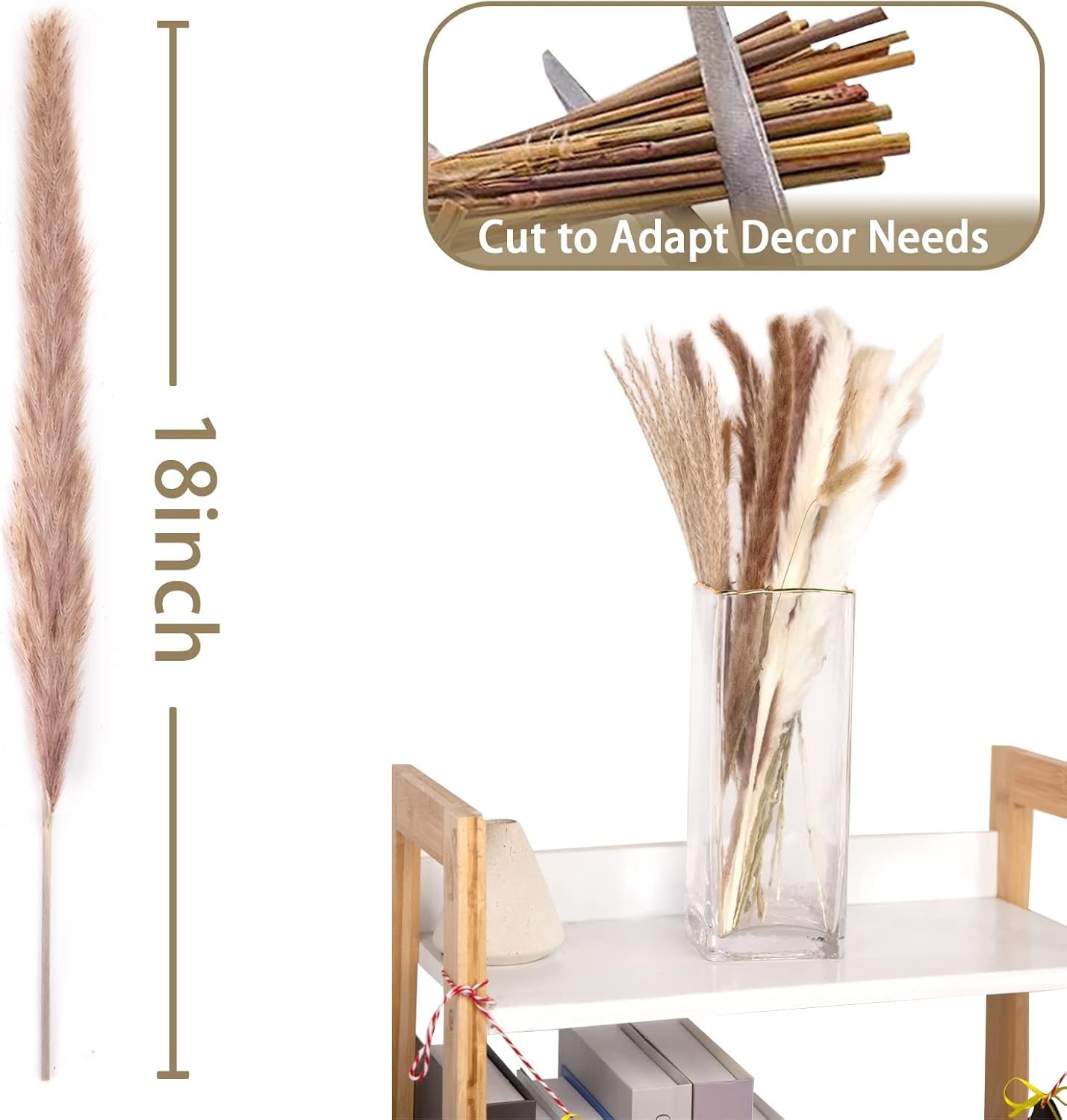 18″ Dried Pampas Grass & Bunny Tail Grass – Perfect for Rustic Fall Arrangements