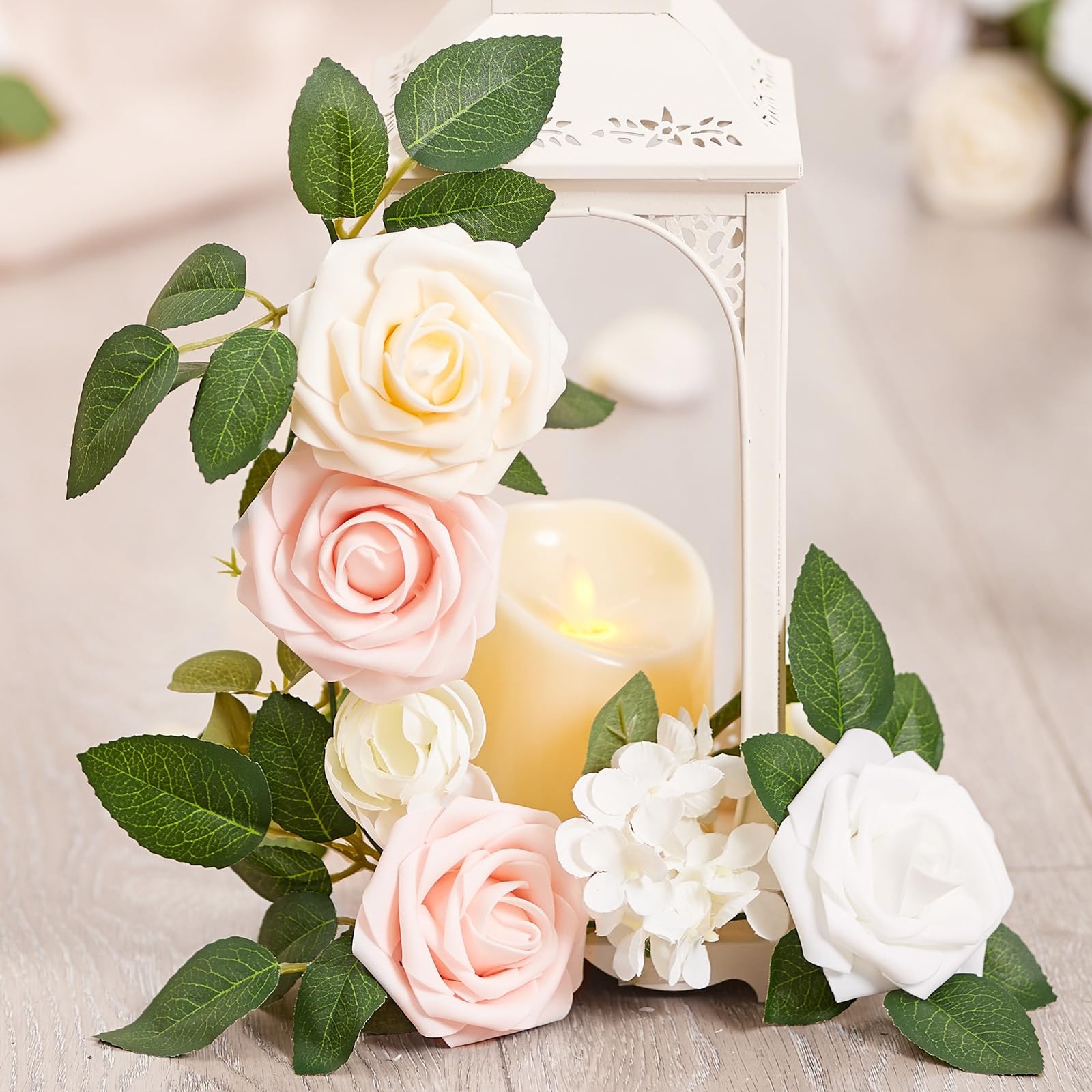 50 PCS Artificial Green Leaves Bulk Fake Rose Flower Greenery Wedding Decor
