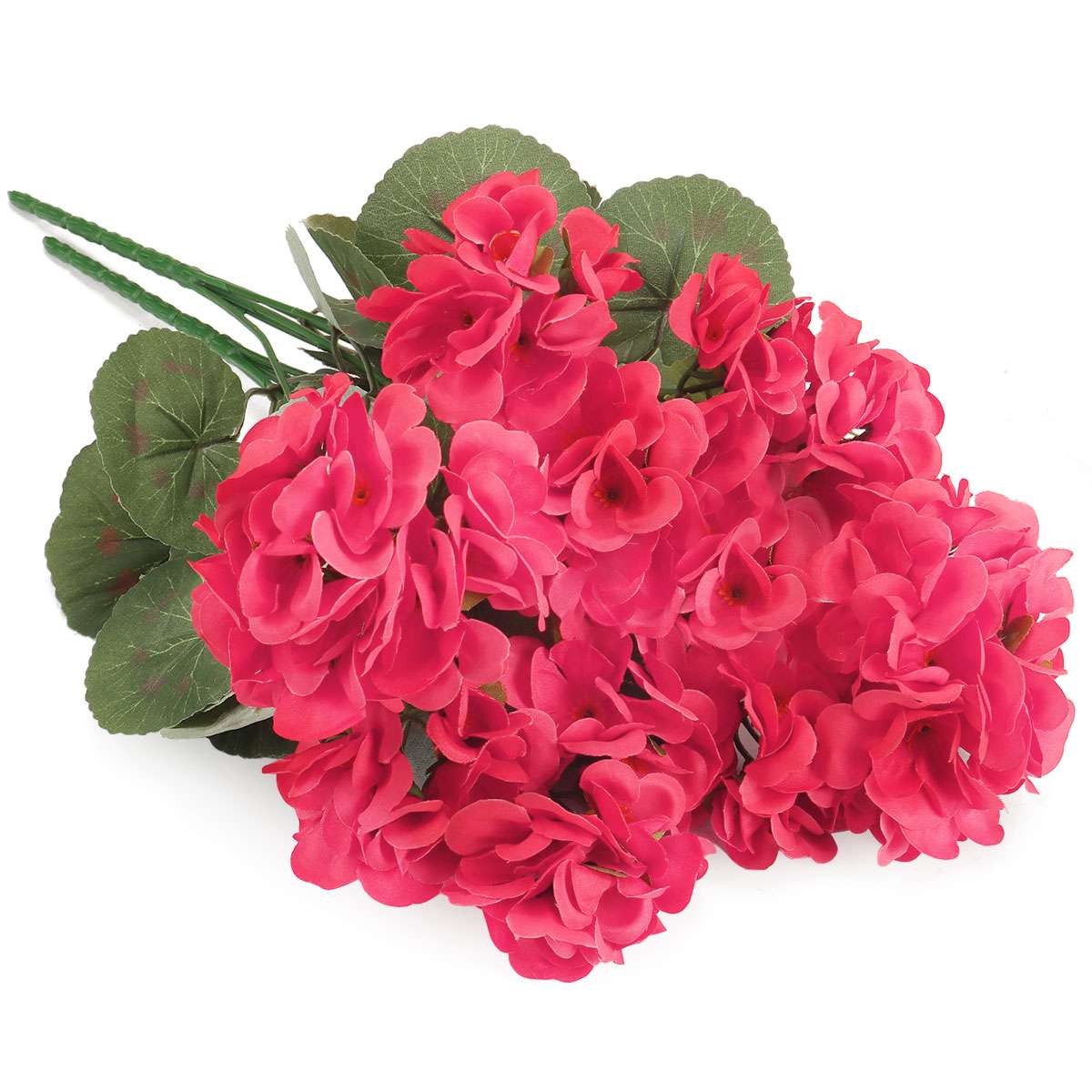 2 Pcs Artificial Geraniums Silk Flowers Outdoor Artificial Geranium Bush Red