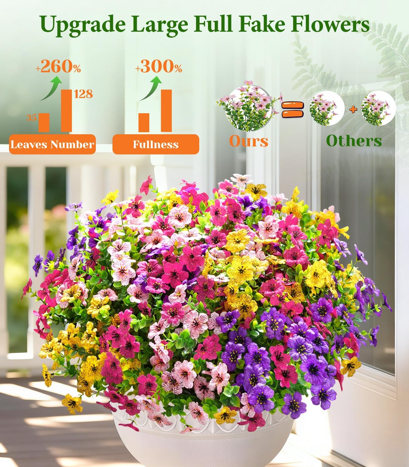 Elyum Artificial Flowers for Outdoors, 36 Bundles Mixed Colors Fake Outdoor F…