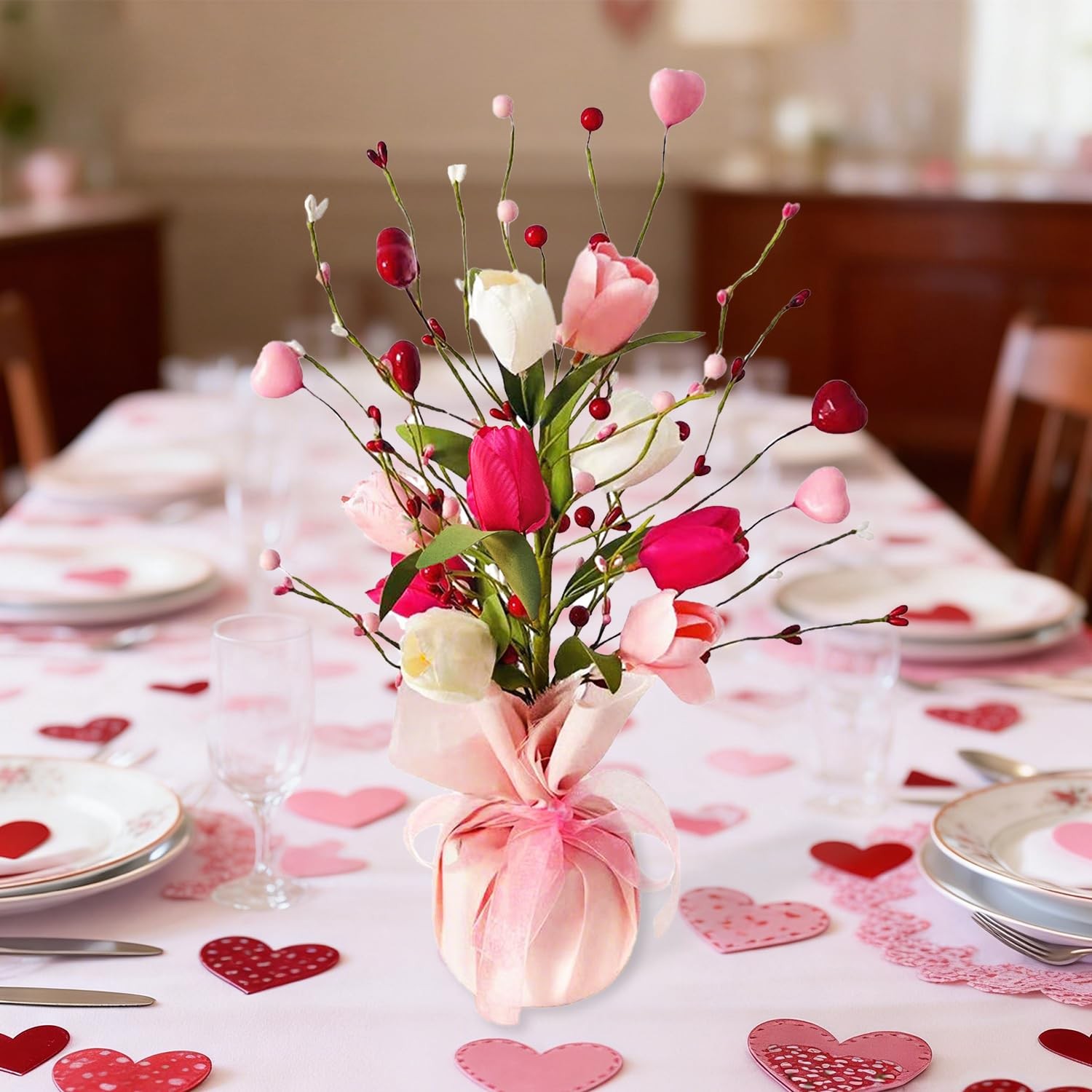 Floral Centerpieces, Artificial Tulips Flowers, Center Table Flower Decoratio…