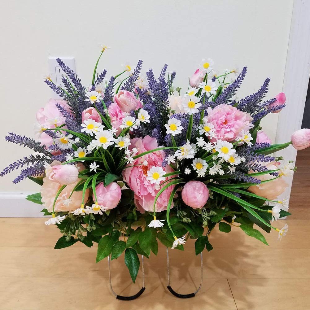 TEMCHY Artificial Daisies Flowers Outdoor UV Resistant 4 Bundles Fake Foliage