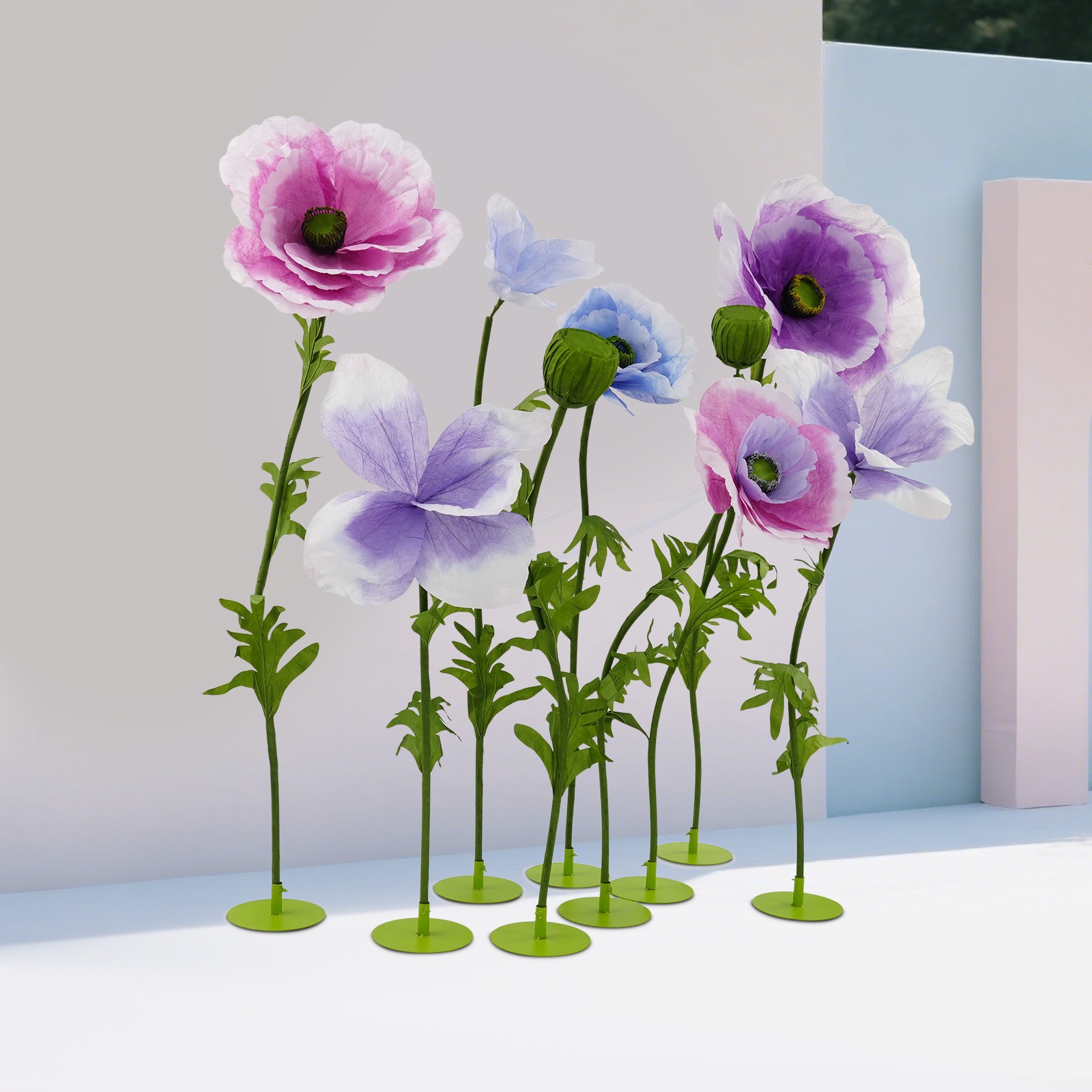 9-Piece Set of Large Fake Flowers, Artificial Flowers, Giant Artificial Flowers