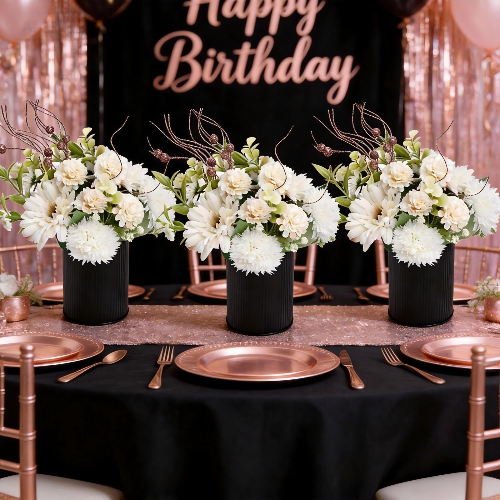 Party Table Centerpieces – Set of 6 Pre-Made Daisy Floral Arrangements with B…