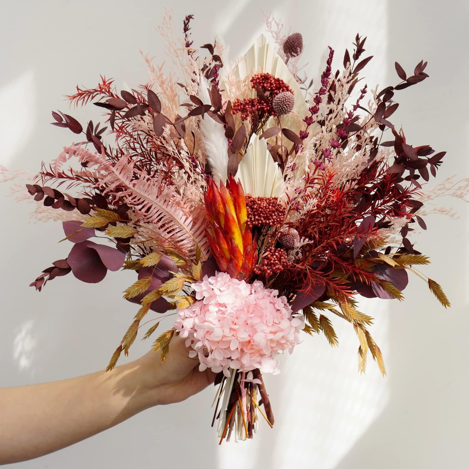 Dried Flower Bouquet Natural Pampas Grass Boho Wedding Centerpiece 17×5.5in