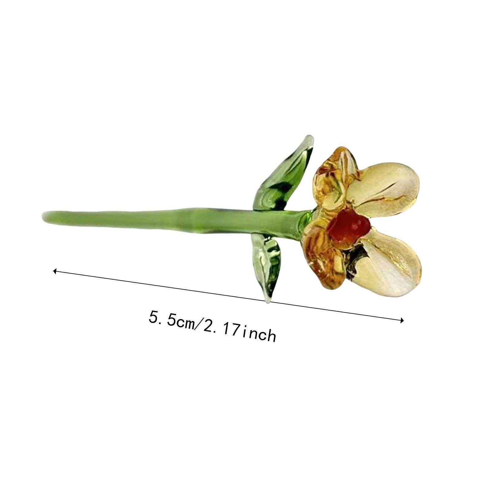 Miniature Hand-Blown Glass Flower Bouquet in Tiny Clear Vase