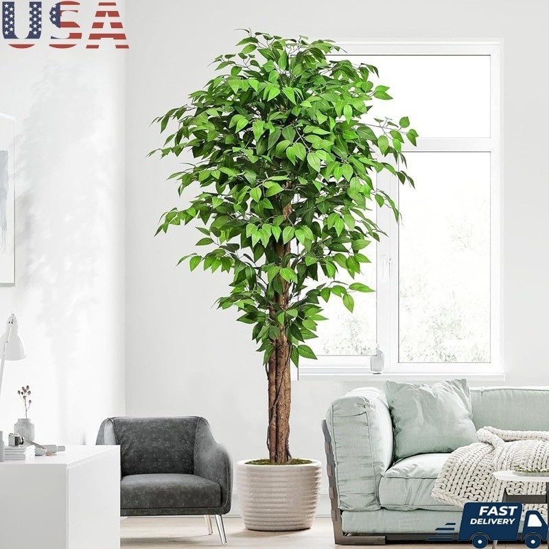 6.2ft Artificial Ficus Tree Silk Plant Home Office Decor Indoor Natural Look New
