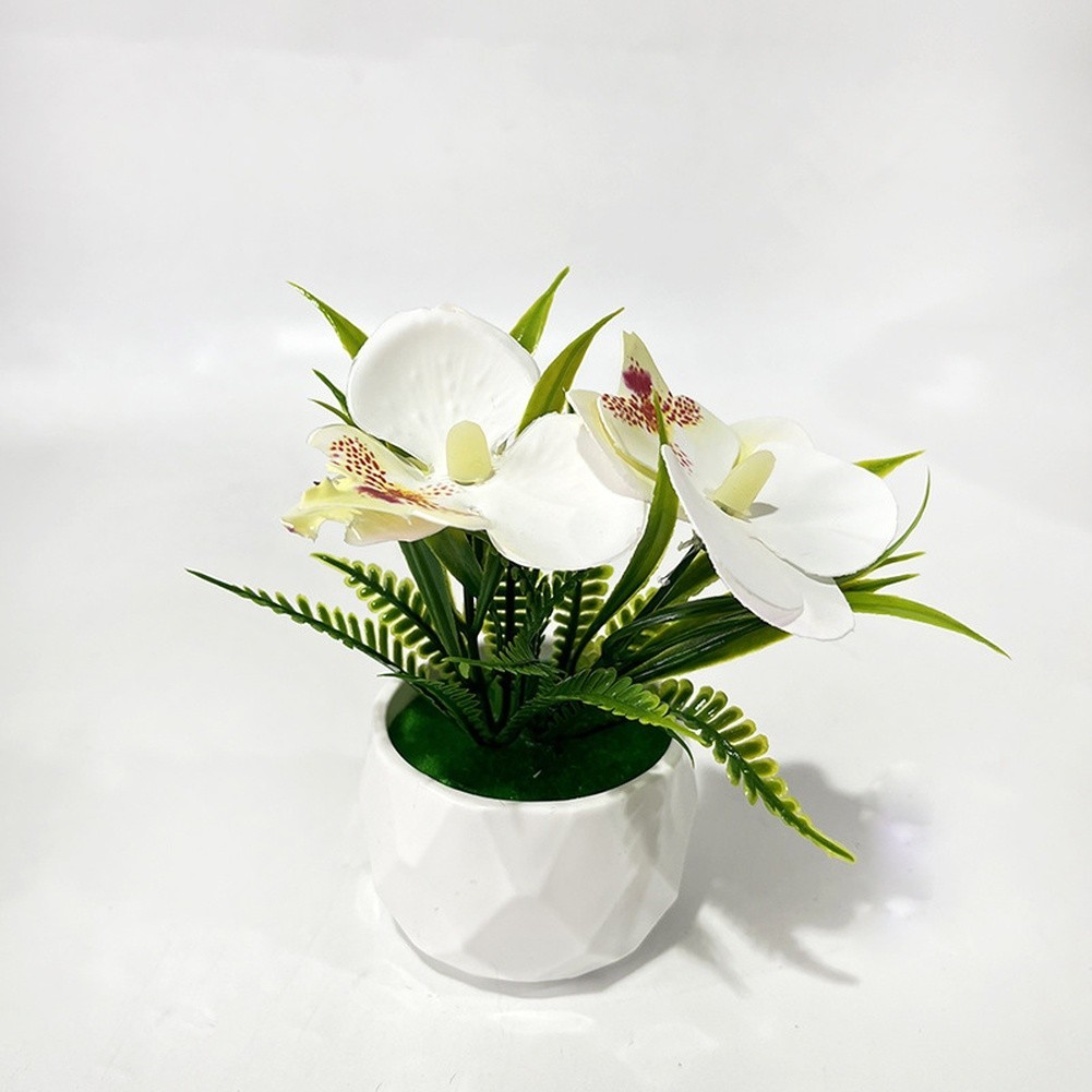 Miniature Orchid Fake Plant with Natural Look for Living Room Bedroom Decor