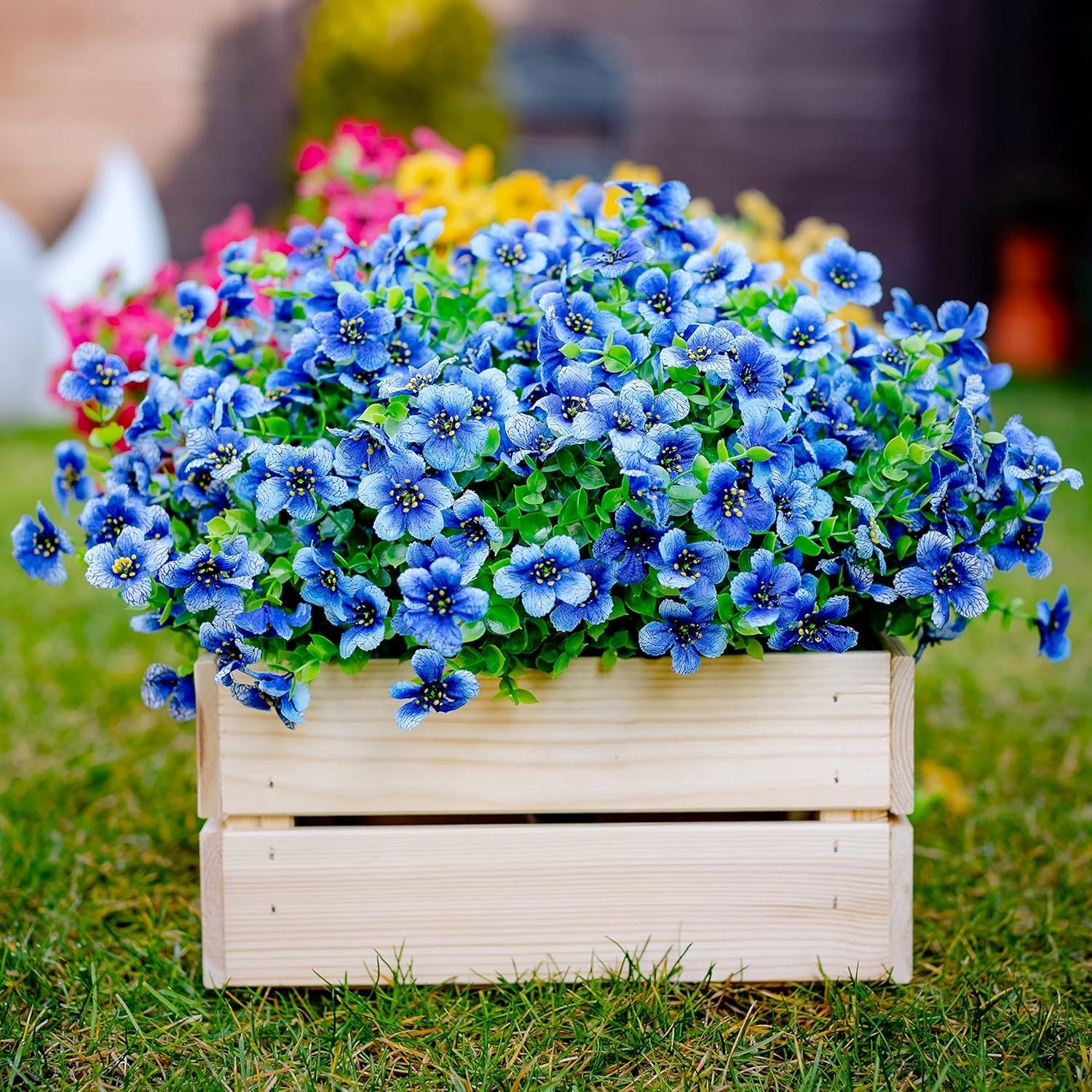 Artificial Flowers for Outdoors Fake Plants – 16 Bundles Faux Outside Greener…